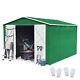 10x8ft Metal Garden Shed Apex Roof With Free Foundation Base Storage House Green