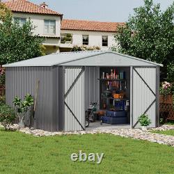 10 x 12 FT Galvanised Metal Steel Sheds Garden Storage Shed Ventilation with Door