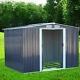 10 X 8ft Grey Metal Garden Shed Storage Sheds Heavy Duty Outdoor With Free Base