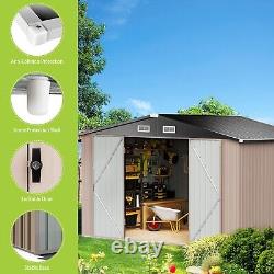 10x8 FT Outdoor Storage Shed Large Metal Tool Sheds Heavy Duty Storage House New