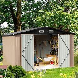 10x8 FT Outdoor Storage Shed Large Metal Tool Sheds Heavy Duty Storage House New