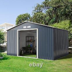 11FT x 8FT Outdoor Storage Shed Large Tool Utility Storage House Sliding Door