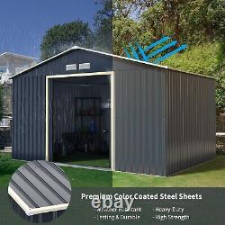 11FT x 8FT Outdoor Storage Shed Large Tool Utility Storage House Sliding Door