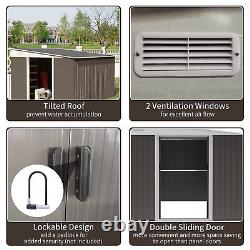 11.3x9.2ft Steel Garden Storage Shed Tool House with Sliding Doors & 2 Air Vents