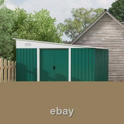 11.3x9.2ft Steel Garden Storage Shed Tool House with Sliding Doors & 2 Air Vents