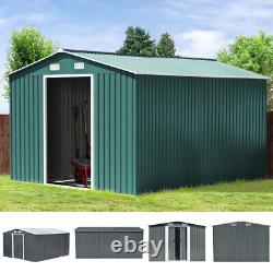 12X10/8/6 FT Extra Large Garden Metal Shed Tool Storage House Galvanised With Base