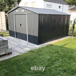 12X10/8/6 FT Extra Large Garden Metal Shed Tool Storage House Galvanised With Base