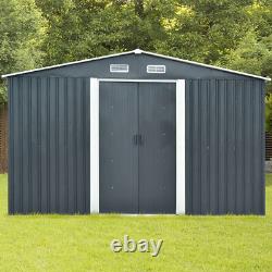 12 x 10 Large Metal Garden Shed Apex Roof Galvanized Steel Outdoor Storage House