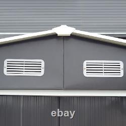 12 x 10 Large Metal Garden Shed Apex Roof Galvanized Steel Outdoor Storage House