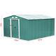 12' X 10' Large Metal Garden Shed Outdoor Garden Tool Storage House With Free Base