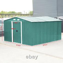 12x10 Garden Shed Apex Tool Storage House Outdoor Storage Metal Sheds+ Free Base