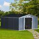 13 X 11ft Outdoor Garden Storage Shed With2 Doors Galvanised Metal Grey