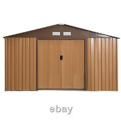13 X 11ft Outdoor Garden Storage Shed with2 Doors Galvanised Metal Yellow