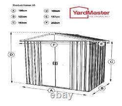 332 Yardmaster Apex Metal Garden Shed & Floor Maximum External Size 6'8x 4'6