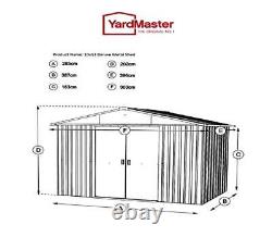 333 Returned Yardmaster Silver Apex Metal Garden Shed Max Ext Size 9'11x 13