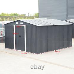 3/6/8/10/12ft Metal Garden Shed Outdoor Storage Steel Heavy Duty +Foundation Kit