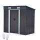 4x6ft Metal Garden Shed Pent Roof Free Foundation Base Storage House Anthracite