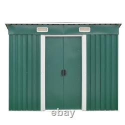 4X6ft Metal Shed Garden Outdoor Tool Storage Container With Base Doors Windows