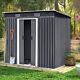 4 X 6ft Dark Grey Metal Garden Shed Pent Roof Free Foundation Base Storage House