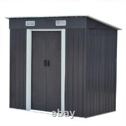 4 x 6ft Dark Grey Garden Shed Pent Roof Outdoor Small House Toolshed +Foundation