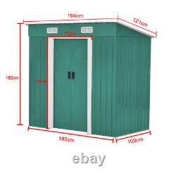 4x6 FT Metal Garden Shed Pent Roof With Free Foundation Base Storage House UK