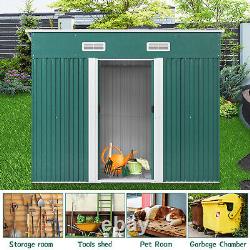 4x6ft Metal Garden Shed House Timber Tool Storage Slop Roof Bikes Gardening Bin