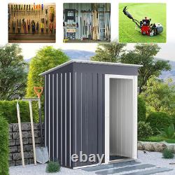 5X3 Heavy Duty Metal Garden Shed Flat Roof Outdoor Garden Tool Storage House UK