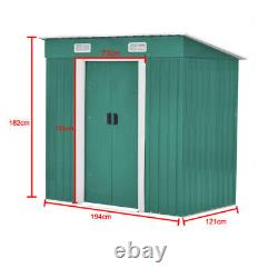 5 SIZES METAL GARDEN SHED TOOLS STORAGE HOUSE CABIN With FREE BASE & AIRr VENTS UK