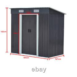 5 Size Metal Garden Shed Outdoor Patio Storage House Tool Sheds with Free Base