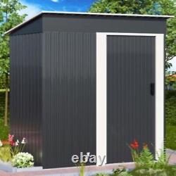 5 X 3Ft Metal Garden Shed Outdoor Tool Storage Box with Sliding Door & Pent Roof