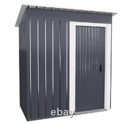 5 x 3FT Garden Sheds Outdoor Backyard Tool Storage House Metal Sliding Door Grey