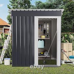 5 x 3FT Garden Sheds Outdoor Backyard Tool Storage House Metal Sliding Door Grey