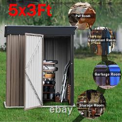 5 x 3 ft Metal Garden Shed Outdoor Storage House Heavy Duty Tool Organizer Box