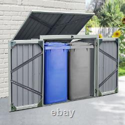 5ft x 3ft Garden 2-Bin Corrugated Steel Rubbish Storage Shed withLocking Doors Lid