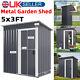 5x3ft Garden Shed Galvanised Metal Shed Outdoor Storage Tool Small House Grey Uk