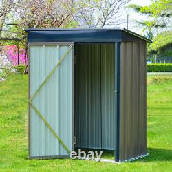 5x3ft Metal Pent Roof Garden Shed Outdoor Small House Tool Storage Organizer Box