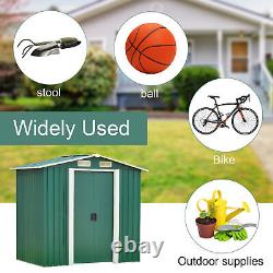 6X4 Metal Garden Shed Roof Outdoor Garden Tool Box Storage House WITH FREE BASE