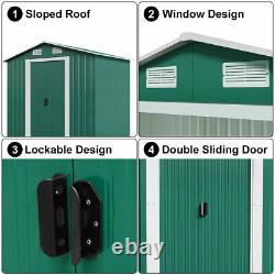 6X4ft Metal Garden Shed Outdoor Storage House Heavy Duty Tool Organizer Box UK