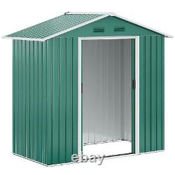 6.5ft x 3.5ft Garden Shed, Metal Shed for Garden and Outdoor Storage, Green