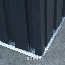 6 x 8ft Metal Garden Shed Sliding Door Dark Grey Outdoor Storage with Free Base
