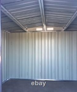 6 x 8ft Metal Garden Shed Sliding Door Dark Grey Outdoor Storage with Free Base