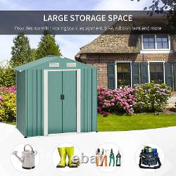6ft x 4ft Metal Shed Garden Shed with Double Sliding Door and Air Vents Green