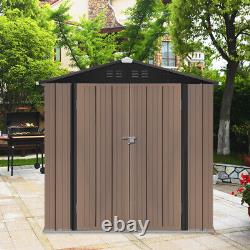 6x4ft Garden Shed Outdoor Metal Apex Roof Storage House Toolshed Organizer +Base