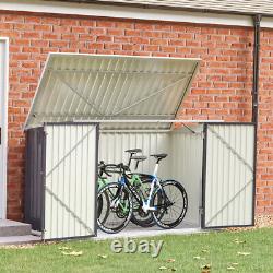 7FT Galvanised Steel Garden with Lock Storage Box Black Shed Outside Bike Bin Tool
