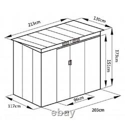 7FT x 4FT Garden Storage Shed Large Tool Utility Storage House WithSliding Door