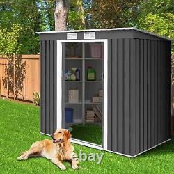 7FT x 4FT Outdoor Storage Shed Large Tool Utility Storage House WithSliding Door