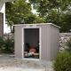 7 X 4ft Lean To Metal Garden Storage Shed With Doors Vents Sloped Roof Grey