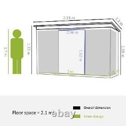 7 x 4ft Metal Garden Storage Shed with Double Door & Ventilation Sloped Roof