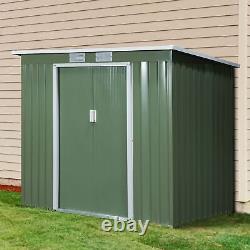 7 x 4ft Metal Garden Storage Shed with Double Door & Ventilation Sloped Roof
