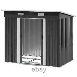 7 x 4ft Outdoor Storage Shed with Floor Foundation, Lean to Metal Garde